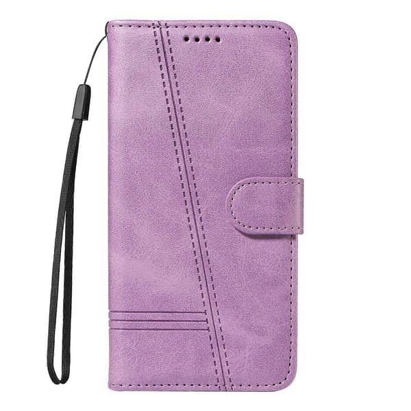 Plånboksfodral för Xiaomi Redmi Note 14 Pro 4G, T-formade linjer Läder Telefonskydd Ställ Light Purple