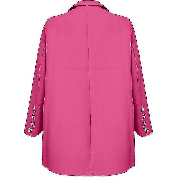 Naisten 2-osainen asu, Blazer-setti, Elegantti Liike- ja Työasu, Vintage Klassikko, Yksivärinen, Ryppyinen Hiha, Auki Edestä, Puku Takki ja Suorat Housut XL Rose red
