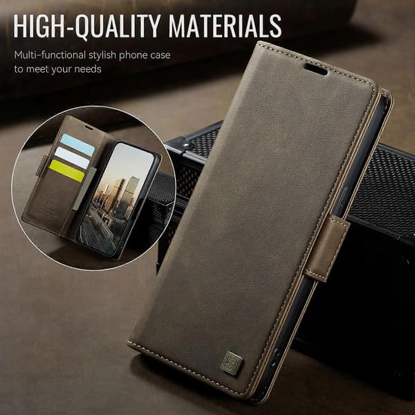Retro læder mobiltelefonpung cover til iPhone 15 Plus Brown