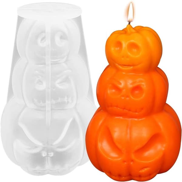 1 st 3D Pumpa Ljusform Halloween Resin Gjutning Silikonform för DIY Aromaterapi Ljusvax Gips Polymerlera