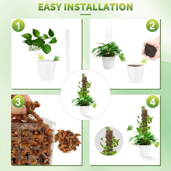 61 cm Plast Sphagnummosse Pæl, 2-pak, til Monstera-planter, Klatreplanter, Støtte til Indendørsplanter