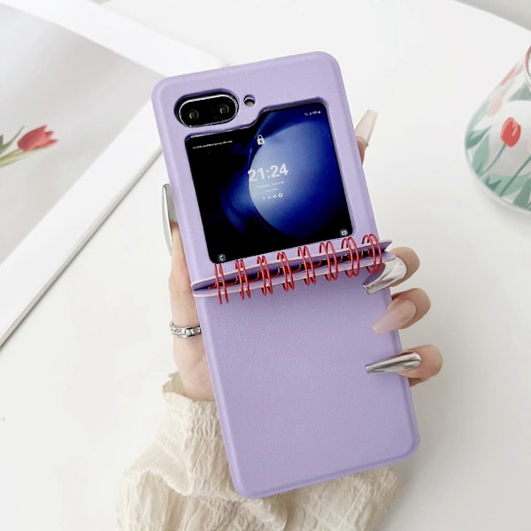 Läderfodral för Z Flip 6, Kreativt Fodral för Samsung Galaxy Z Flip 6 med Unik Gångjärnsdesign, Stötsäkert Skyddande Fodral för Z Flip 6 Purple