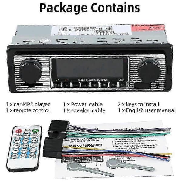 Bluetooth-autoradio klassikkoautoihin AUX USB FM -toiminnoilla