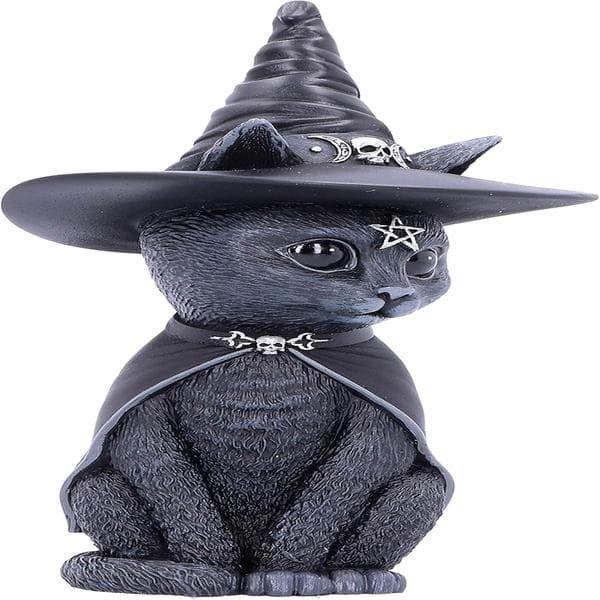 Halloween Mystisk Kat Heks Dukke - Hat Sort 10cm