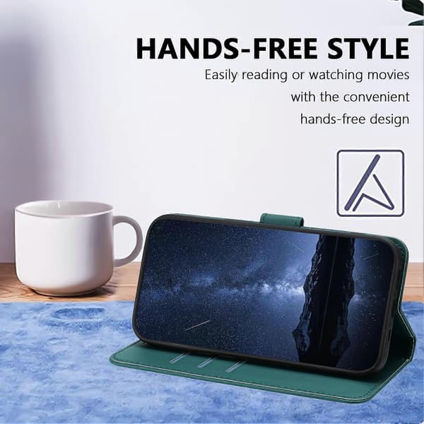 Kompatibel med iPhone 16 Plus Läderfodral Plånboksställ Enfärgad Anti-fall Telefonfodral Green