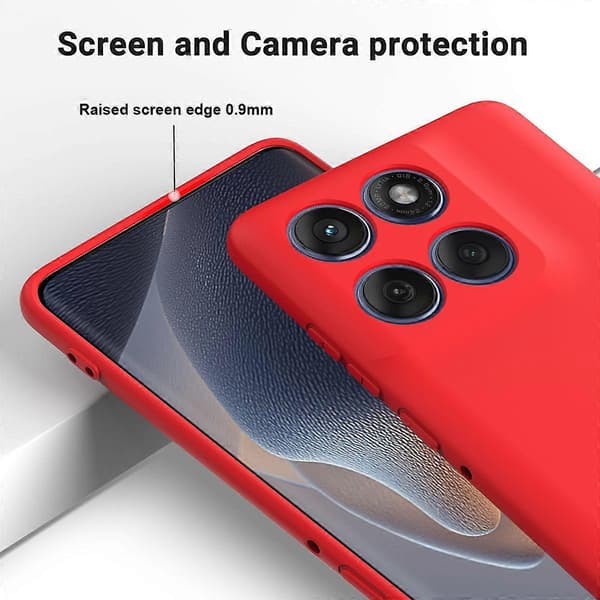 Flytende silikon deksel til Motorola Edge 60 Pro 5G med håndstropp Red
