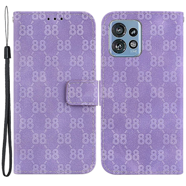 Läderfodral med stativfunktion för Motorola Moto X40 5g/edge 40 Pro 5g/edge+ (2023) Dubbel 8-formad prägling Plånboksfodral Purple
