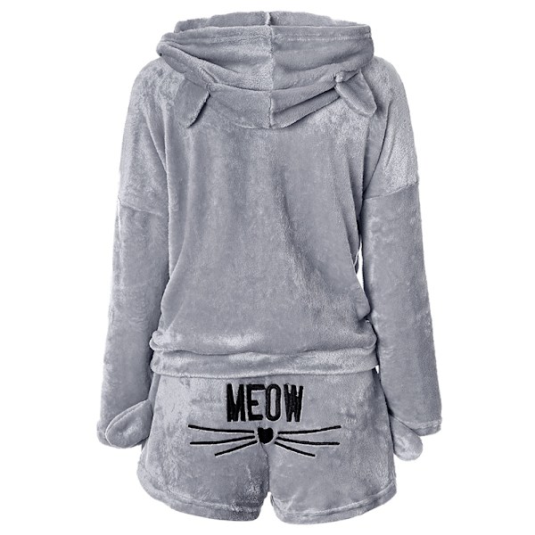 Dam Fleece Fluffiga Pyjamas Sovkläder Nattkläder Set Grå Grey 4XL