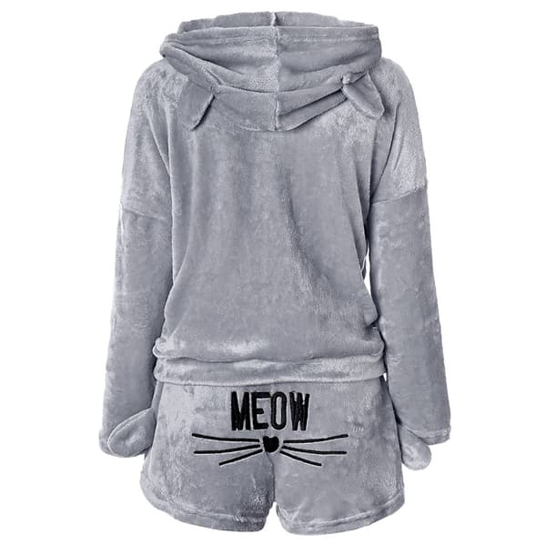 Dame Fleece Fluffy Pyjamas Nattøj Sæt Grå Grey M