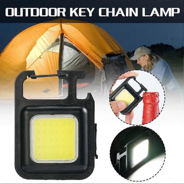 USB-ladattava avaimenperävalo Mini COB -taskulamppu pullonavaaja