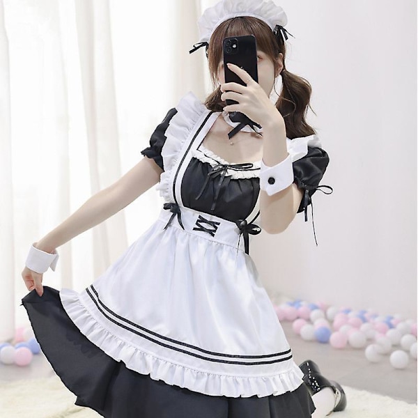 Sort Halloween Sweetheart Maid Kostume Lolita Cosplay Kostume Anime Uniform M