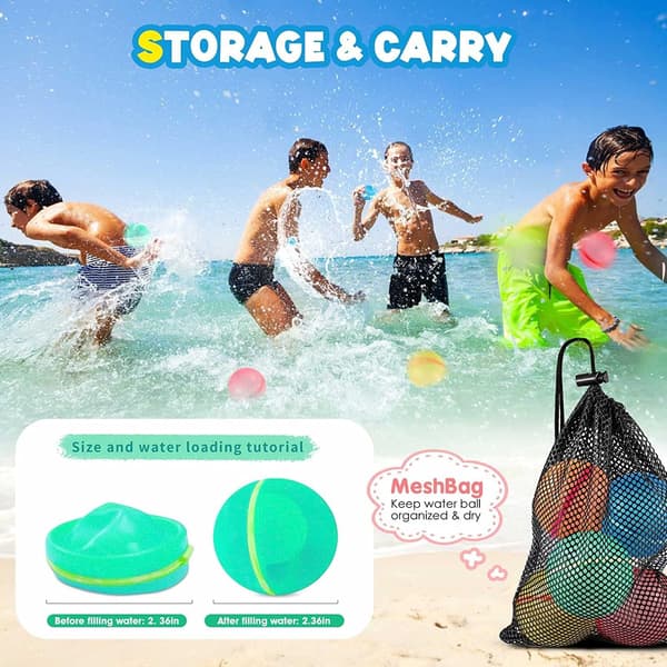 Reusable Magnetic Water Balloons, 12 pcs Refillable Water Bomb Spla