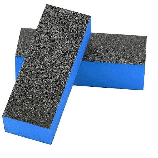 Neglebuffer 3 sider, sort, holdbart vaskbart bærbart EVA-materiale negleslibeblok, blå