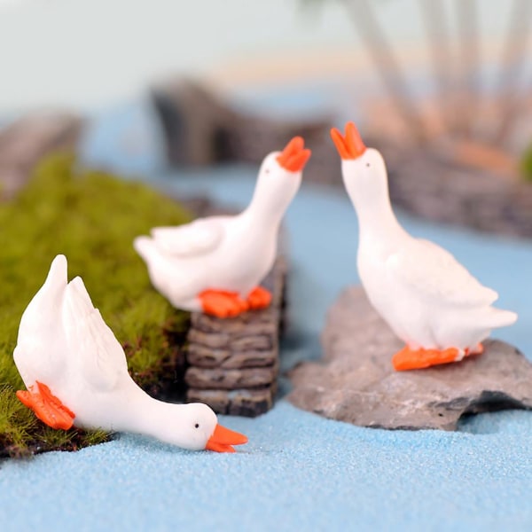 3 kpl Miniature Goosey Resin Diy Maisemapuutarha Terraario Figuurit Tarvikkeet