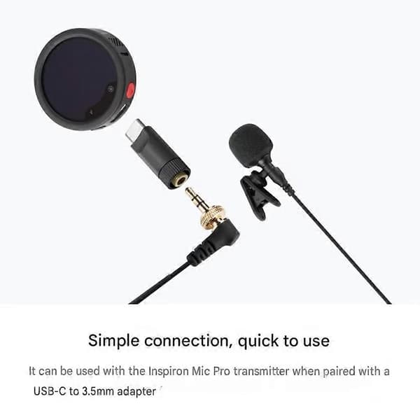 For Insta360 Mic Pro USB-C til 3,5 mm Jack-adapter Klipsmikrofonadapterkontakt for Mic Pro-tilbehør Black