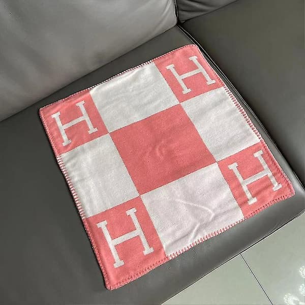 45x45cm H-bogstav Uld Kasmirs Pudebetræk Dobbeltseng Sofa Fly Pink
