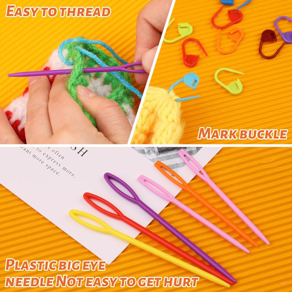 45 st Loom Virknål Kit, Stickning Virknålar med Plast Synålar Garn Nålar, Stickning Loom Virknål Virknål för stickning Craft DIY