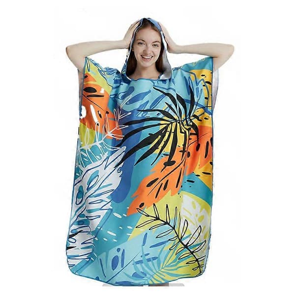 Quick-Drying Towel Hoodie Microfiber Beach Robe Changing Poncho Bath Towel for Adults