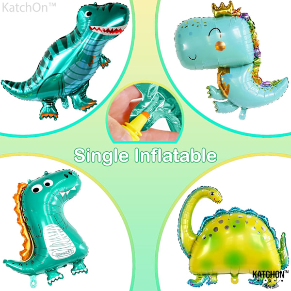 Stort Dinosaur Ballon Sæt - Pakke med 4 | Til Baby Dinosaur Festpynt | Baby Dinosaur Balloner til Dinosaur Babyshower Pynt