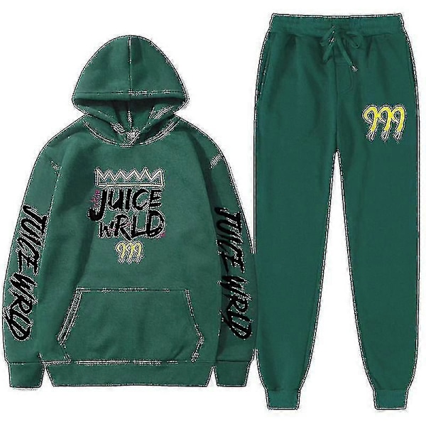 Ny Juice World Hoodie Suit Sweatshirt + Joggingbyxor Juice Wrld Trap Rap Rainbow Tomography Juice Wrld green 1 S