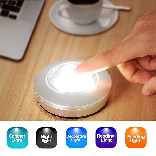 5-pack LED batteridriven trådlös nattkran Trycklampa Stick-on säkra lampor för hall kök B Silver