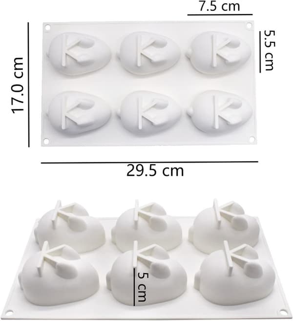Kanin Silikonform, 6 Hålrum, 3D Kaninform Silikonform