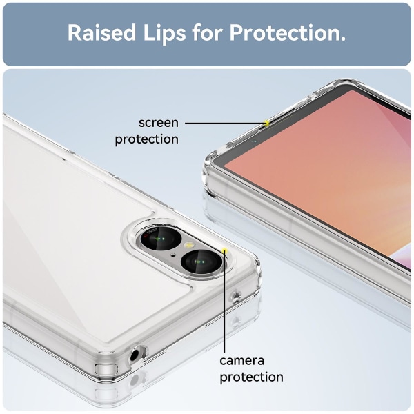 For Sony Xperia 5 V-deksel TPU+akryl Mobiltelefon Ryggbeskytter Deksel-Rød Transparent Style F Sony Xperia 5 V