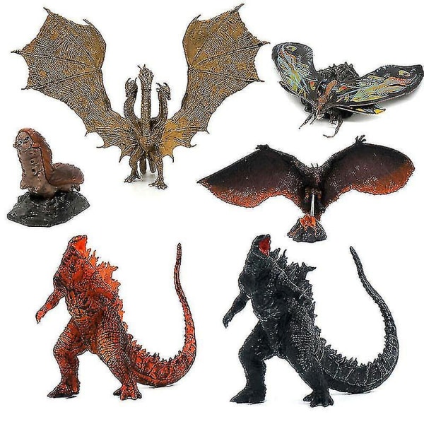 Godzilla 6 stk Pakke King Of Monsters 5 Legetøj Model Sæt Gave Ghidorah Mothra