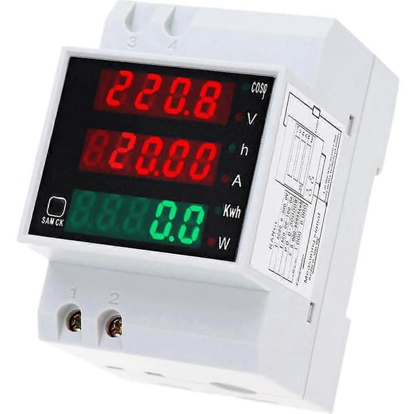 AC80-300V 100A Multifunktionell Digital Din Rail Strömspänning Effektfaktor Mätare Amperemeter Voltmeter