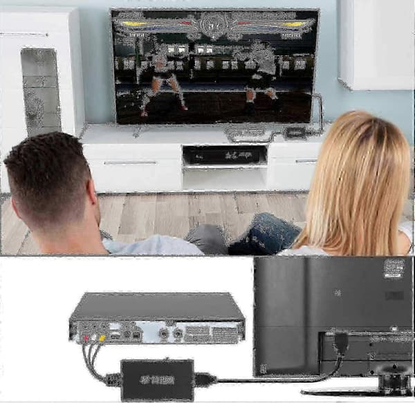 RCA till HDMI-omvandlare, komposit till HDMI-adapter stöder 1080P PAL NTSC för TV PC