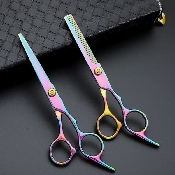 1 styks frisørsaks, frisørsalonsaks, professionel frisørsaks i farverig (stil 2) Style 2
