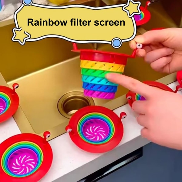 Vask Si Cartoon Rainbow Design Vask Filter Foldbart afløbshulsfilter til hjemmets badeværelse køkken