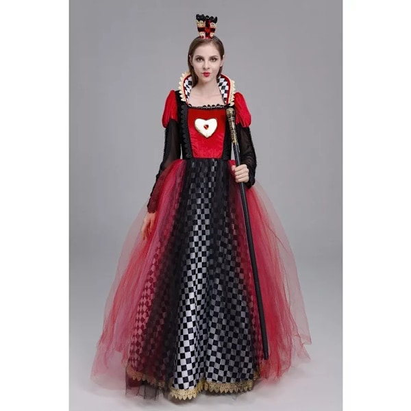Halloween Kostume Hjerter Dame Prinsesse Kjole Kvinder*Piger 150 cm
