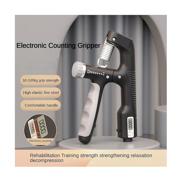 10-100 kg justerbart elektroniskt handgrepp power Tung gripare Fitness muskelträning hand Black