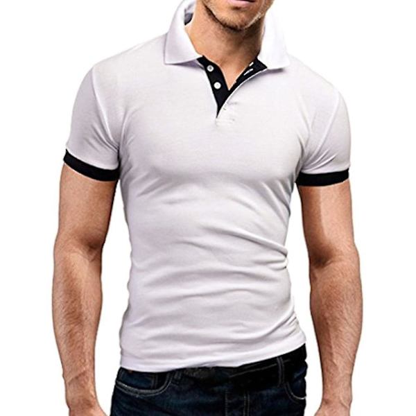 Kortärmade pikétröjor för män Golftoppar Blus Sommar Casual Workout T-shirt T-shirt White XL