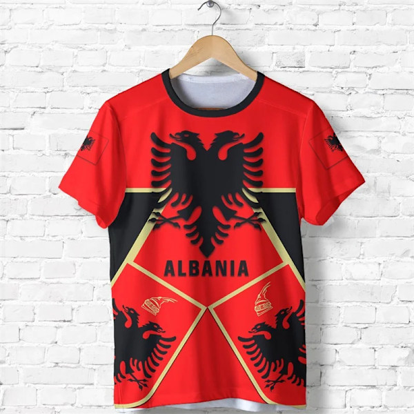 Jalkapallo Albania Pelipaita 2025 Jalkapallojoukkue T-paita 3D T-paidat Brown L