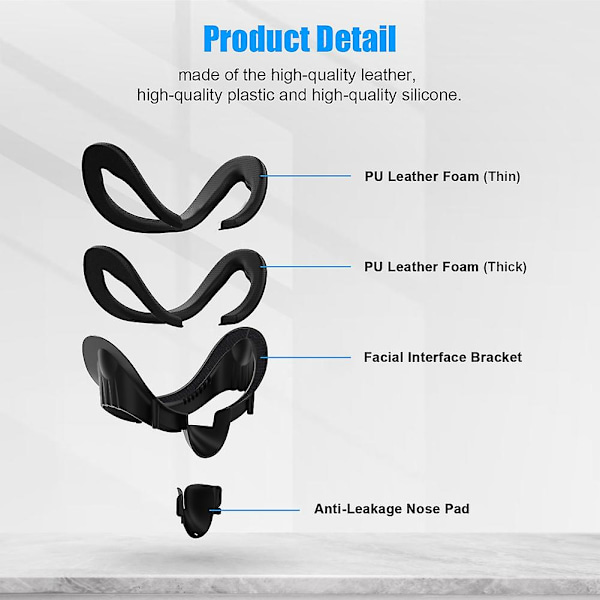 Vr Facial Interface & Foam Replacement For Reverb G2,with 2 Pu Foam Masks,anti-leakage Nose Pads,vr