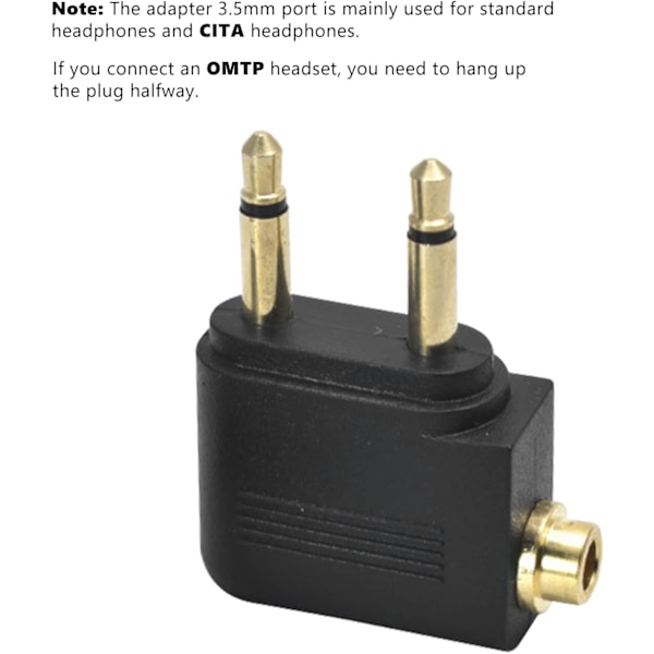 2-pak flyadaptere for flyhodetelefoner 3,5 mm hann til 3,5 mm hunn hodetelefonkontakt hodesettpluggadapter (gull P