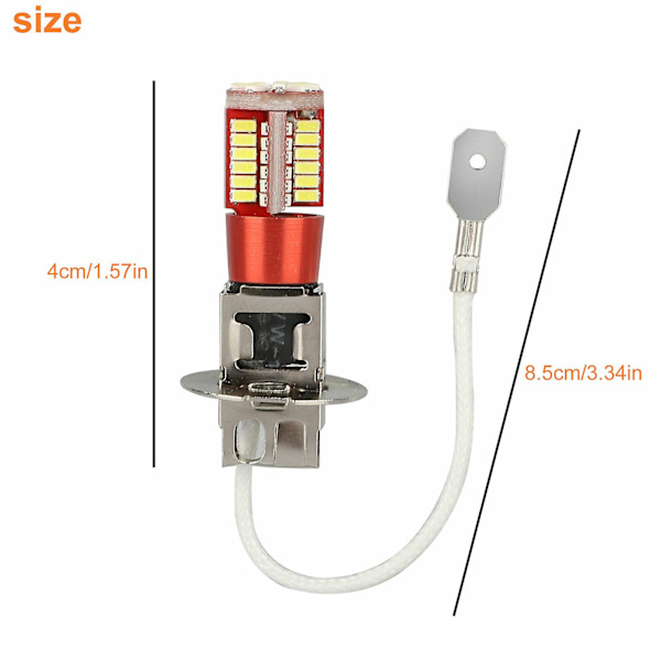2 kpl H3 LED-sumuvalaisimien polttimoiden muuntokitti erittäin kirkas Canbus 6000K valkoinen 100W