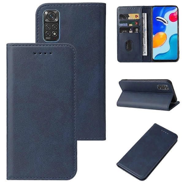 Magnetisk læder telefoncover til Xiaomi Redmi Note 11S Blue