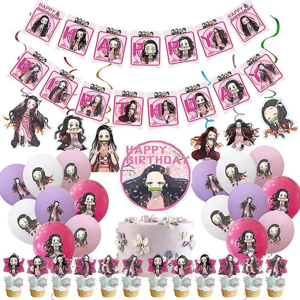 Demon Slayer Birthday Party Supply Tecknad Kamado Nezuko Printed Party Dekor L