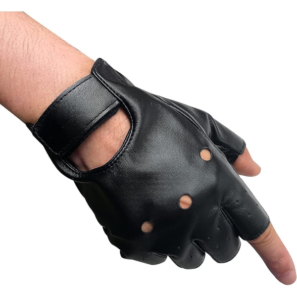Män Fingerless Pu-läderhandskar Körhandskar Steampunk Gothic Half Finger