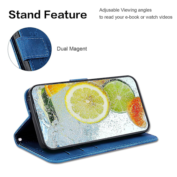 Lærveske med stativfunksjon for Motorola Moto X40 5g/edge 40 Pro 5g/edge+ (2023) - Dobbelt 8-formet trykk, lommebokdesign Dark Blue