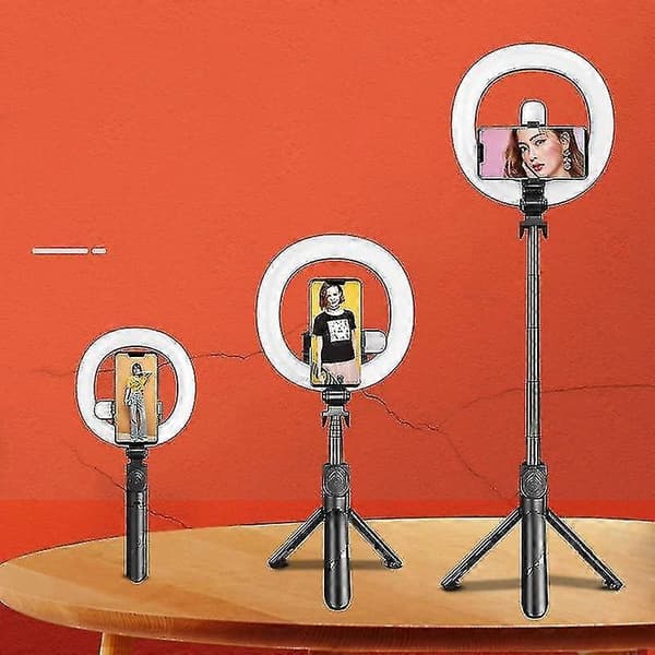 Live Broadcast Tripod Selfie Stick Led Light (hvid)