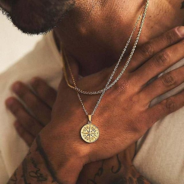 Snabb frakt till min son - Kompasshänge Present Personlig graverad kompasshalsband Milstolpe Kompasshalsband för son Mode Smycken Present till män Gold