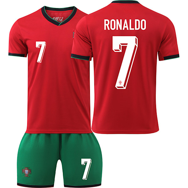 2425 Portugal Trøje UEFA Euro Børnefodboldtrøjesæt No.7 RONALDO uden sokker sockless 20