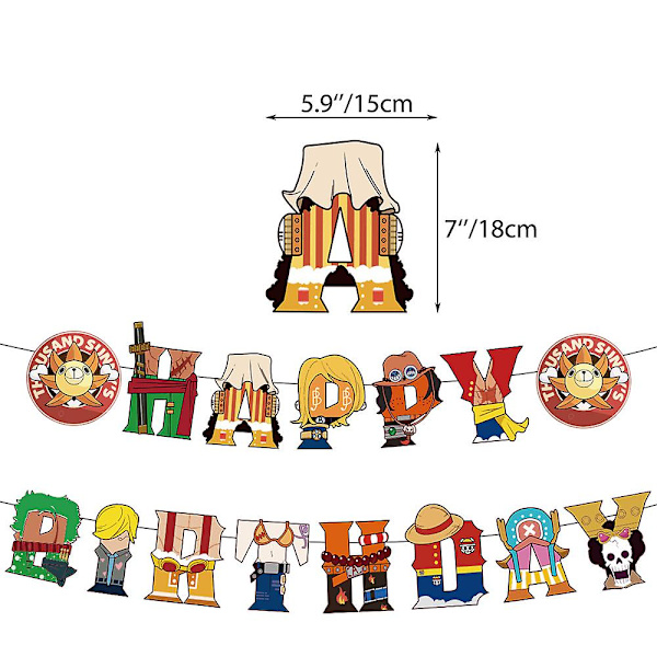 One Piece Anime Temafestartikler Balloner Banner Kagepynt Sæt Hjemmedekoration Gaver