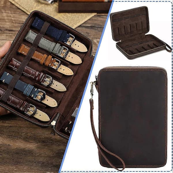 Läderfodral Organizer Klockarmband Bärbar Resebox Klockbandsförvaring