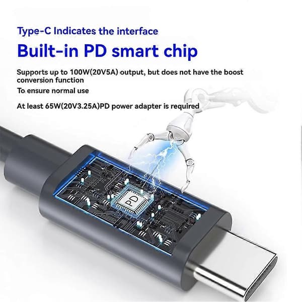til Starlink Mini strømkabel, til Starlink Mini 3i1 5.5x2.1mm 20AWG GråSvart