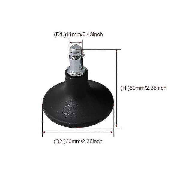 5x Stationære klokkeformede glidere 6 cm bunddiameter til stol